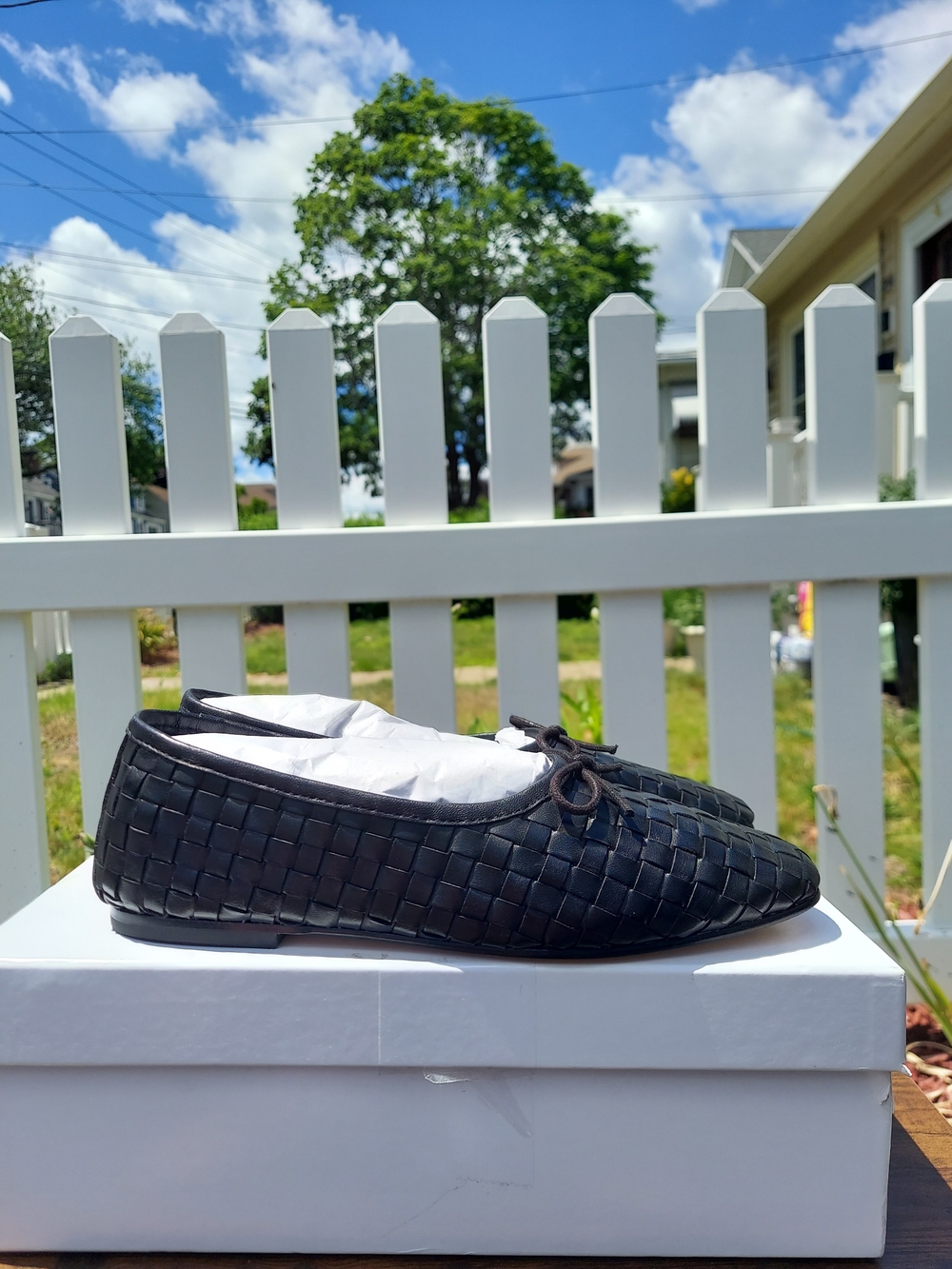 Quince Black Italian Leather Handwoven Balletcore Flats Womens Size 6 NWT Travel